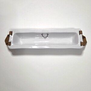 Mud Pie Lodge Ceramic Cracker Tray with Antlers